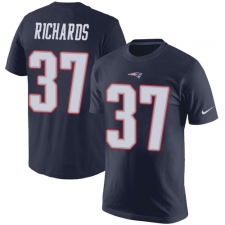 Nike New England Patriots #37 Jordan Richards Navy Blue Rush Pride Name & Number T-Shirt