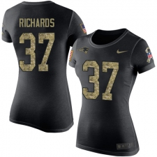 Women's Nike New England Patriots #37 Jordan Richards Black Camo Salute to Service T-Shirt