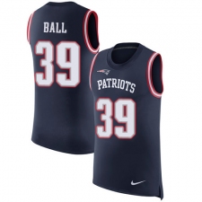 Men's Nike New England Patriots #39 Montee Ball Limited Navy Blue Rush Player Name & Number Tank Top NFL Jersey