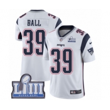 Men's Nike New England Patriots #39 Montee Ball White Vapor Untouchable Limited Player Super Bowl LIII Bound NFL Jersey