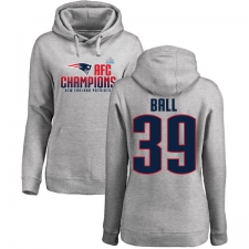 Women's Nike New England Patriots #39 Montee Ball Heather Gray 2017 AFC Champions Pullover Hoodie