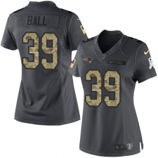 Women's Nike New England Patriots #39 Montee Ball Limited Black 2016 Salute to Service NFL Jersey