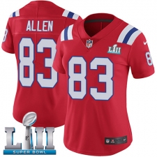 Women's Nike New England Patriots #83 Dwayne Allen Red Alternate Vapor Untouchable Limited Player Super Bowl LII NFL Jersey