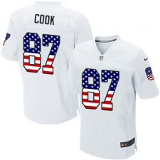 Men's Nike Oakland Raiders #87 Jared Cook Elite White Road USA Flag Fashion NFL Jersey