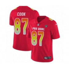 Men's Oakland Raiders #87 Jared Cook Limited Red AFC 2019 Pro Bowl Football Jersey