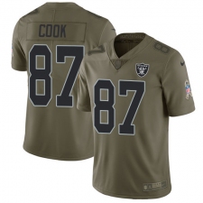 Youth Nike Oakland Raiders #87 Jared Cook Limited Olive 2017 Salute to Service NFL Jersey