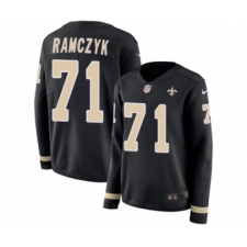 Women's Nike New Orleans Saints #71 Ryan Ramczyk Limited Black Therma Long Sleeve NFL Jersey