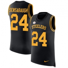 Men's Nike Pittsburgh Steelers #24 Coty Sensabaugh Limited Black Rush Player Name & Number Tank Top NFL Jersey