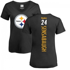 NFL Women's Nike Pittsburgh Steelers #24 Coty Sensabaugh Black Backer Slim Fit T-Shirt