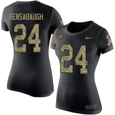 Women's Nike Pittsburgh Steelers #24 Coty Sensabaugh Black Camo Salute to Service T-Shirt