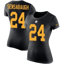 Women's Nike Pittsburgh Steelers #24 Coty Sensabaugh Black Rush Pride Name & Number T-Shirt