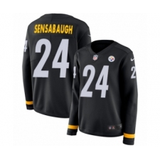 Women's Nike Pittsburgh Steelers #24 Coty Sensabaugh Limited Black Therma Long Sleeve NFL Jersey