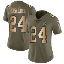 Women's Nike Pittsburgh Steelers #24 Coty Sensabaugh Limited Olive/Gold 2017 Salute to Service NFL Jersey