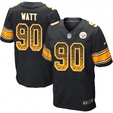 Men's Nike Pittsburgh Steelers #90 T. J. Watt Elite Black Home Drift Fashion NFL Jersey
