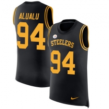 Men's Nike Pittsburgh Steelers #94 Tyson Alualu Limited Black Rush Player Name & Number Tank Top NFL Jersey