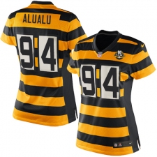 Women's Nike Pittsburgh Steelers #94 Tyson Alualu Game Yellow/Black Alternate 80TH Anniversary Throwback NFL Jersey
