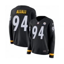 Women's Nike Pittsburgh Steelers #94 Tyson Alualu Limited Black Therma Long Sleeve NFL Jersey