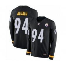 Youth Nike Pittsburgh Steelers #94 Tyson Alualu Limited Black Therma Long Sleeve NFL Jersey