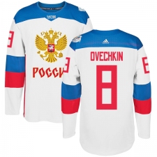 Men's Adidas Team Russia #8 Alexander Ovechkin Authentic White Home 2016 World Cup of Hockey Jersey
