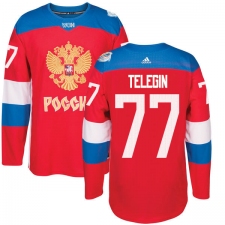 Men's Adidas Team Russia #77 Ivan Telegin Authentic Red Away 2016 World Cup of Hockey Jersey
