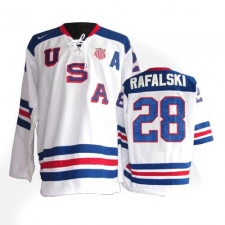 Men's Nike Team USA #28 Brian Rafalski Premier White 1960 Throwback Olympic Hockey Jersey