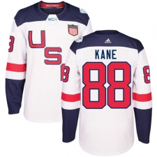 Men's Adidas Team USA #88 Patrick Kane Authentic White Home 2016 World Cup Ice Hockey Jersey