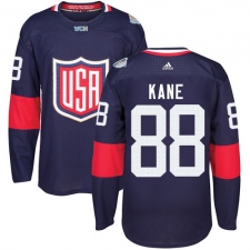 Men's Adidas Team USA #88 Patrick Kane Premier Navy Blue Away 2016 World Cup Ice Hockey Jersey