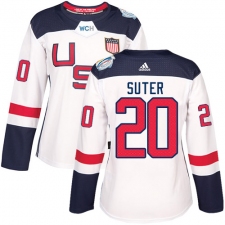 Women's Adidas Team USA #20 Ryan Suter Authentic White Home 2016 World Cup Hockey Jersey