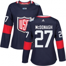 Women's Adidas Team USA #27 Ryan McDonagh Authentic Navy Blue Away 2016 World Cup Hockey Jersey