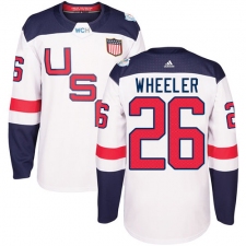 Men's Adidas Team USA #26 Blake Wheeler Premier White Home 2016 World Cup Ice Hockey Jersey