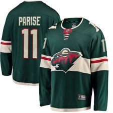 Men's Minnesota Wild #11 Zach Parise Authentic Green Home Fanatics Branded Breakaway NHL Jersey