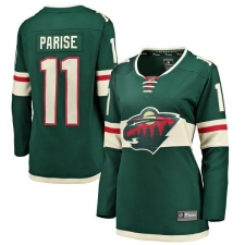Women's Minnesota Wild #11 Zach Parise Authentic Green Home Fanatics Branded Breakaway NHL Jersey