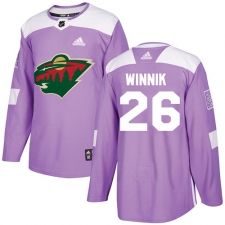 Men's Adidas Minnesota Wild #26 Daniel Winnik Authentic Purple Fights Cancer Practice NHL Jersey