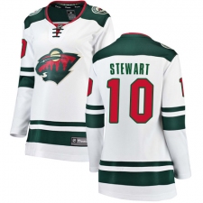 Women's Minnesota Wild #10 Chris Stewart Authentic White Away Fanatics Branded Breakaway NHL Jersey