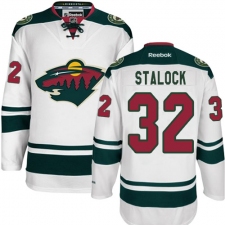 Women's Reebok Minnesota Wild #32 Alex Stalock Authentic White Away NHL Jersey