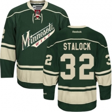 Youth Reebok Minnesota Wild #32 Alex Stalock Authentic Green Third NHL Jersey