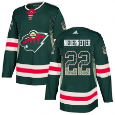 Men's Adidas Minnesota Wild #22 Nino Niederreiter Authentic Green Drift Fashion NHL Jersey