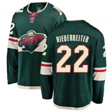 Men's Minnesota Wild #22 Nino Niederreiter Authentic Green Home Fanatics Branded Breakaway NHL Jersey