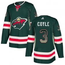 Men's Adidas Minnesota Wild #3 Charlie Coyle Authentic Green Drift Fashion NHL Jersey