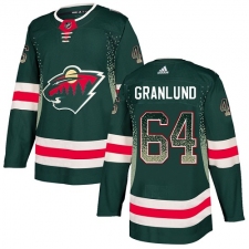 Men's Adidas Minnesota Wild #64 Mikael Granlund Authentic Green Drift Fashion NHL Jersey