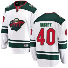 Youth Minnesota Wild #40 Devan Dubnyk Authentic White Away Fanatics Branded Breakaway NHL Jersey
