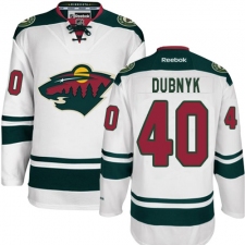 Youth Reebok Minnesota Wild #40 Devan Dubnyk Authentic White Away NHL Jersey