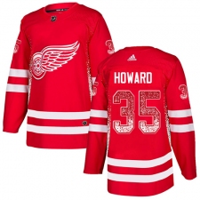 Men's Adidas Detroit Red Wings #35 Jimmy Howard Authentic Red Drift Fashion NHL Jersey