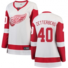 Women's Detroit Red Wings #40 Henrik Zetterberg Authentic White Away Fanatics Branded Breakaway NHL Jersey