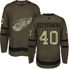 Youth Adidas Detroit Red Wings #40 Henrik Zetterberg Premier Green Salute to Service NHL Jersey