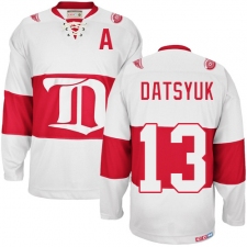Men's CCM Detroit Red Wings #13 Pavel Datsyuk Authentic White Winter Classic Throwback NHL Jersey