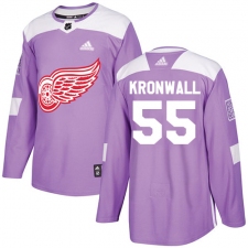 Youth Adidas Detroit Red Wings #55 Niklas Kronwall Authentic Purple Fights Cancer Practice NHL Jersey