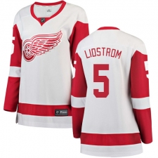 Women's Detroit Red Wings #5 Nicklas Lidstrom Authentic White Away Fanatics Branded Breakaway NHL Jersey