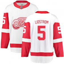 Youth Detroit Red Wings #5 Nicklas Lidstrom Fanatics Branded White Away Breakaway NHL Jersey