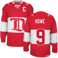 Men's CCM Detroit Red Wings #9 Gordie Howe Authentic Red Winter Classic Throwback NHL Jersey